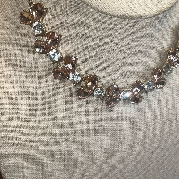 Rhinestone Bow Necklace 13.5-15.5” Pink powder pink blush And Clear Stones - Picture 7 of 9